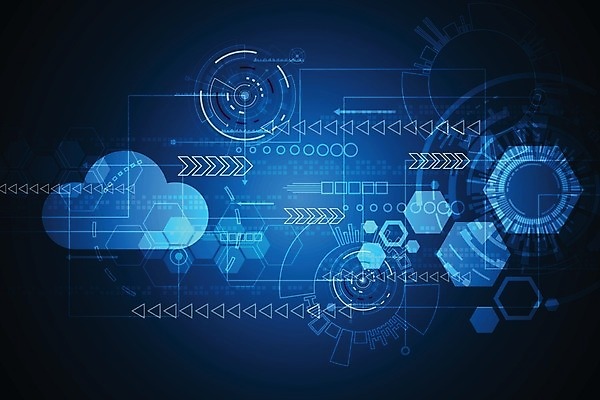 EPS 해외이미지 디자인 컨셉 일러스트 추상 미래 사람없음 그래픽 파란색 디지털 육각형 구름모양 해외202004 해외일러스트 모양 도형 컬러 무늬 파일형식 벡터 구름_자연 이미지허브