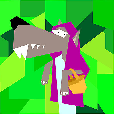 EPS 해외이미지 동물 캐릭터 일러스트 포유류 동화 바구니 숲 문학 변장 늑대 천진난만 혼란 해외202004 해외일러스트 일러캐릭터 컨셉 파일형식 벡터 이미지허브