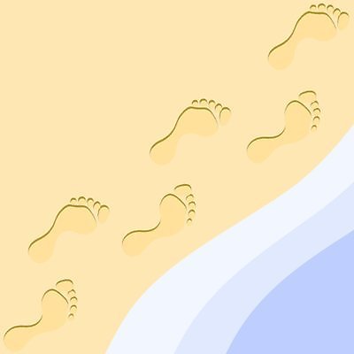 EPS 해외이미지 바다 일러스트 해변 사람없음 모래사장 노란색 발자국 해외202004 해외일러스트 컬러 자국 파일형식 벡터 이미지허브