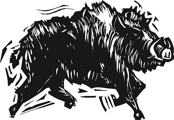 EPS 해외이미지 동물 전통 일러스트 돼지 군중 싸움 사냥 주둥이 멧돼지 목판화 해외202004 해외일러스트 포유류 모션 사람 파일형식 벡터 이미지허브