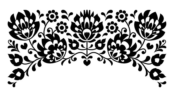 EPS 해외이미지 전통 꽃 패턴 일러스트 흑백 사람없음 화려 폴란드 해외202004 해외일러스트 식물 유럽 컨셉 무늬 촬영기법 파일형식 벡터 이미지허브