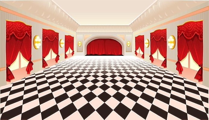 EPS 해외이미지 일러스트 바닥 실내 내부 그래픽 빨간색 상점 방 커튼 만화 극장 타일 체스판 고립 차양 팬던트 현실 해외202004 해외일러스트 컬러 파일형식 벡터 이미지허브