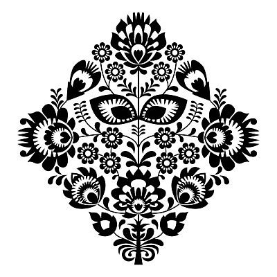 EPS 해외이미지 전통 꽃 패턴 일러스트 흑백 사람없음 화려 폴란드 해외202004 해외일러스트 식물 유럽 컨셉 무늬 촬영기법 파일형식 벡터 이미지허브