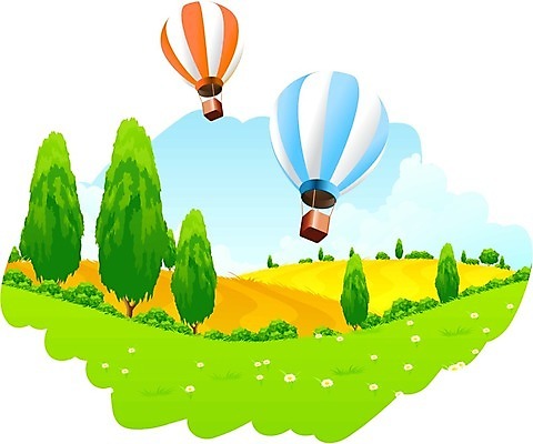 EPS 해외이미지 식물 구름 꽃 백그라운드 잎 일러스트 자연 하늘 풍경 사람없음 야외 초록색 여름 파란색 환경 봄 열기구 땅 캐모마일 수평선 해외202004 해외일러스트 자연요소 계절 컬러 항공교통 허브 생태계 파일형식 벡터 이미지허브