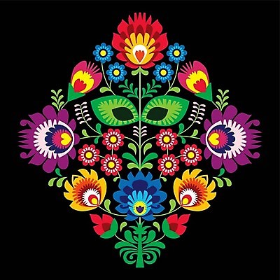 EPS 해외이미지 전통 꽃 패턴 일러스트 사람없음 컬러풀 화려 폴란드 해외202004 해외일러스트 식물 유럽 컬러 컨셉 무늬 파일형식 벡터 이미지허브