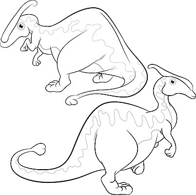 EPS 해외이미지 동물 두마리 라인일러스트 일러스트 사람없음 귀여움 공룡 쥬라기 해외202004 해외일러스트 컨셉 2 파충류 파일형식 벡터 이미지허브