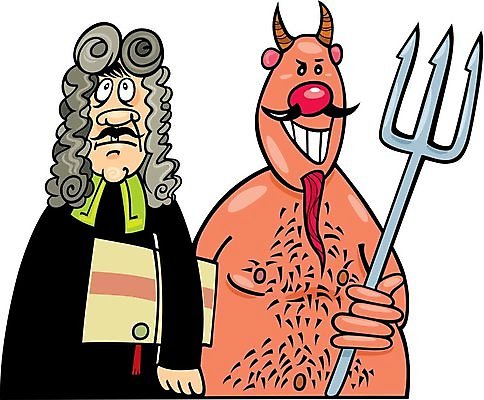 EPS 해외이미지 디자인 포크 컨셉 유니폼 일러스트 뿔 미술 미소 웃음 그래픽 유머 악마 만화 콧수염 가발 그림 파일 코믹 변호사 법정 재판소 지옥 캐리커처 해외202004 해외일러스트 직업 식기 옷 감정 문화예술 수염 표정 재판 파일형식 벡터 이미지허브