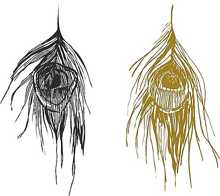 EPS 해외이미지 일러스트 조류 그래픽 장식 펜 검은색 회색 흰색 황금 공작 인쇄 스케치 깃털 그림 손그림 판화 스타일 해외202004 해외일러스트 동물 컬러 미술 필기구 파일형식 벡터 이미지허브