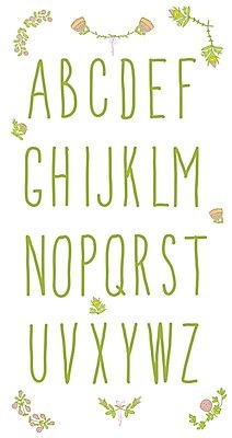 EPS 해외이미지 디자인 알파벳 영어 꽃 잎 일러스트 대문자 타이포그라피 사람없음 초록색 세트 플랫 심플 손그림 조합형타이포 해외202004 해외일러스트 식물 문자 컬러 파일형식 벡터 이미지허브