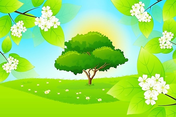 EPS 해외이미지 나무 식물 꽃 백그라운드 잎 일러스트 자연 하늘 풍경 사람없음 야외 초록색 여름 파란색 환경 봄 나뭇가지 땅 언덕 캐모마일 수평선 해외202004 해외일러스트 계절 컬러 허브 생태계 파일형식 벡터 이미지허브