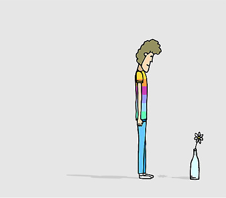 EPS 해외이미지 응시 남자 꽃 일러스트 청소년 그림자 희망 고독 노려봄 카피스페이스 해외202004 해외일러스트 식물 시선 감정 표정 사람 공백 파일형식 벡터 이미지허브