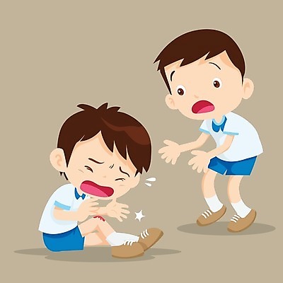 EPS 해외이미지 학생 남자 어린이 일러스트 소년 두명 놀람 상처 다침 부상자 소년만 해외202004 해외일러스트 감정 표정 사람 남자만 어린이만 파일형식 벡터 이미지허브