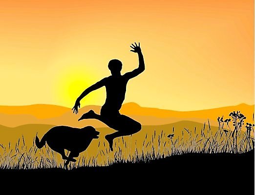 EPS 해외이미지 행복 일러스트 자연 하늘 산 풍경 소년 빛 햇빛 갈색 노란색 우주 일출 점프 보라색 일몰 산책 개 언덕 해외202004 해외일러스트 남자 감정 어린이 컬러 포유류 모션 휴식 태양 노을 생태계 파일형식 벡터 이미지허브