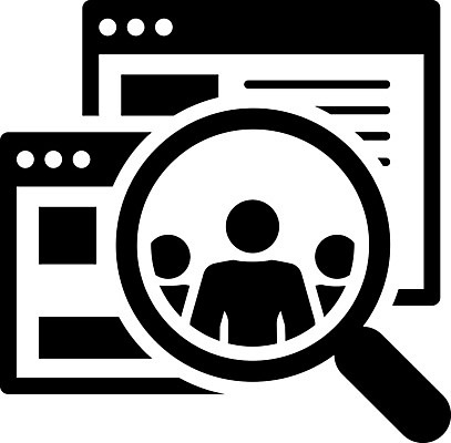 EPS 해외이미지 디자인 컨셉 일러스트 유리 돋보기 사람 그래픽 정보 그룹 센터 시장 목표 고객 심볼 검색 발견 UI 인터페이스 해외202004 해외일러스트 재질 파일형식 벡터 이미지허브