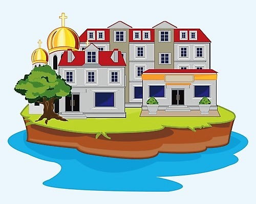 EPS 해외이미지 나무 바다 섬 일러스트 건축양식 창문 자연 지붕 건물 물 여름 교회 마을 상점 도시 작음 흰배경 해외202004 해외일러스트 자연요소 식물 건축물 계절 건축 백그라운드 흰색 크기 생태계 파일형식 벡터 이미지허브