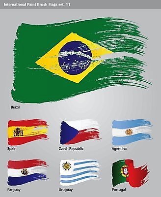 EPS 해외이미지 디자인 여행 컨셉 일러스트 세트 세계 페인트 붓 스페인 포르투갈 대륙 체코 브라질 우루과이 전국 해외202004 해외일러스트 유럽 남아메리카 파일형식 벡터 이미지허브