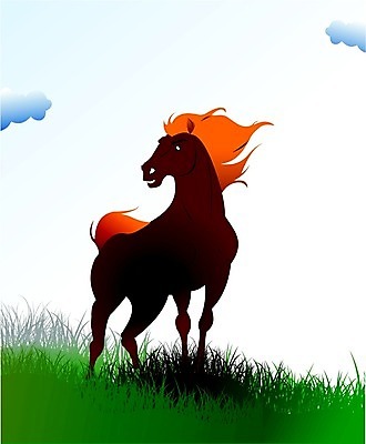 EPS 해외이미지 구름 일러스트 하늘 초록색 여름 마을 해외202004 해외일러스트 자연요소 계절 컬러 파일형식 벡터 이미지허브