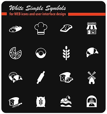 EPS 해외이미지 빵 가방 일러스트 피자 케이크 상점 빵집 칼 도넛 심볼 밀가루 밀대 원뿔 방앗간 용광로 캡모자 해외202004 해외일러스트 도형 모자_잡화 잡화 음식 주방용품 디저트 패스트푸드 서양음식 가루 파일형식 벡터 이미지허브