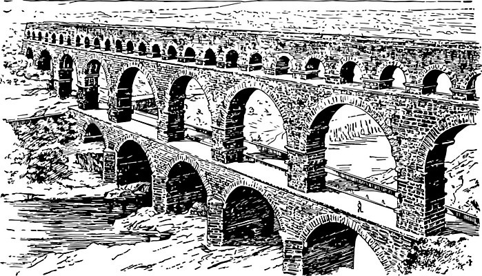 EPS 해외이미지 선 일러스트 미술 검은색 프랑스 수확 흰색 그림 판화 남쪽 로마인 수도교 해외202004 해외일러스트 유럽 컬러 농업 문화예술 인종 다리 방향 가교 파일형식 벡터 이미지허브