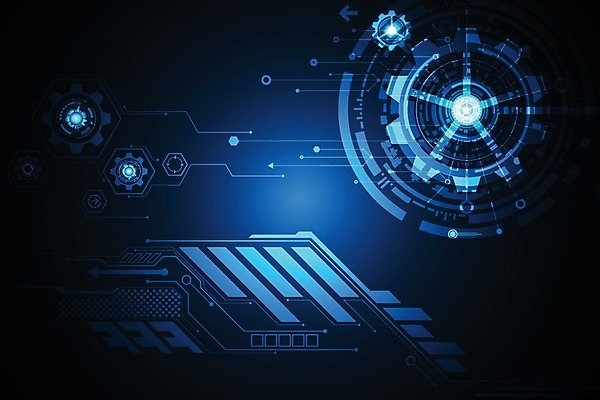 EPS 해외이미지 디자인 컨셉 일러스트 추상 미래 사람없음 그래픽 파란색 디지털 톱니바퀴 해외202004 해외일러스트 컬러 무늬 파일형식 벡터 이미지허브