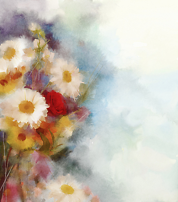 JPG 해외이미지 꽃 여러송이 일러스트 수채화 미술 사람없음 그림 번짐 손그림 해외202004 해외일러스트 식물 다수 문화예술 파일형식 효과 이미지허브