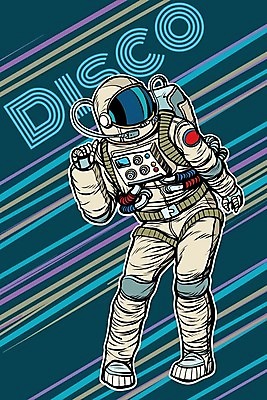 EPS 해외이미지 전신 남자 일러스트 한명 파란색 우주 우주비행사 춤 디스코 팝아트 우주복 카툰스타일 해외202004 해외일러스트 1 옷 음악 컬러 문화예술 사람 그림 파일형식 벡터 이미지허브