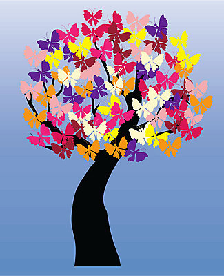 EPS 해외이미지 나무 나비 일러스트 추상 사람없음 해외202004 해외일러스트 식물 곤충 무늬 파일형식 벡터 이미지허브