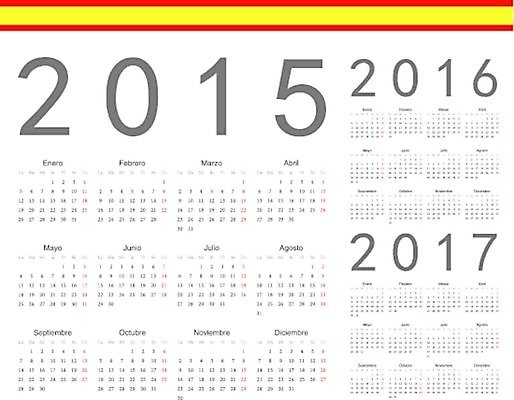 EPS 해외이미지 템플릿 디자인 계절 종이 백그라운드 일러스트 비즈니스 이벤트 그래픽 빨간색 세트 사무실 숫자 노란색 다이어리 달력 시간 일주일 날짜 스페인 수집 연도 정사각형 심플 2015년 월 2016년 기본 스페인어 엘리먼트 2017년 해외202004 해외일러스트 도형 문자 유럽 컬러 사무용품 파일형식 벡터 이미지허브