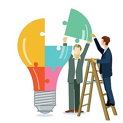 EPS 해외이미지 남자 컨셉 일러스트 비즈니스 전구 사다리 아이디어 들기 사람 두명 컬러풀 업무 비즈니스맨 비즈니스우먼 퍼즐 계획 퍼즐조각 조각맞추기 프로젝트 남자만 해외202004 해외일러스트 여자 컬러 조각 모션 도구 작업 직장인 맞추기 파일형식 벡터 이미지허브