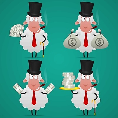 EPS 해외이미지 동물 캐릭터 여자 남자 행복 포즈 컨셉 돈 가방 일러스트 장난 비즈니스 포유류 모션 넥타이 미술 서기 금융 반려동물 세트 달러 기쁨 거래 흰색 양 유머 재산 상인 심볼 사인 솜털 양고기 양모 마스코트 예산 해외202004 해외일러스트 일러캐릭터 잡화 감정 컬러 문화예술 육류 사람 경제 직물 파일형식 벡터 이미지허브