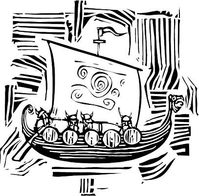 EPS 해외이미지 바다 일러스트 항해 노르웨이 아이슬란드 탐험 보트 해적 목판화 바이킹 스칸디나비아 해외202004 해외일러스트 유럽 배_교통 도둑 파일형식 벡터 이미지허브