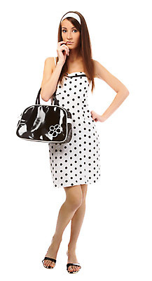 포토 JPG 해외이미지 전신 백인 모델 응시 여자 허리손 포즈 가방 한명 들기 사람 성인 앞모습 복고 성인여자한명만 해외202004 해외포토 서양인 1 시선 잡화 뷰포인트 모션 여자한명만 성인여자만 파일형식 이미지허브