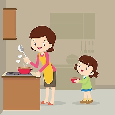 EPS 해외이미지 라이프스타일 여자 딸 행복 어린이 가사 일러스트 가정 가족 탁자 엄마 주택 함께함 실내 요리 사람 내부 주방 요리사 저녁식사 침묵 육아 도움 먹기 준비 주부 반죽 만들기 헬프 해외202004 해외일러스트 직업 감정 가구 컨셉 관계 모션 건물 생활 식사 소리 파일형식 벡터 이미지허브