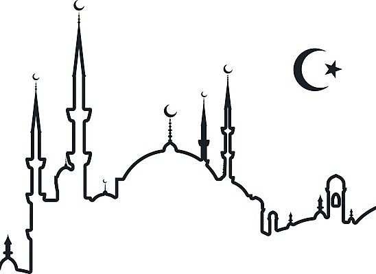 EPS 해외이미지 실루엣 일러스트 지붕 탑 도시 윤곽 타운 마스지드 아랍어 해외202004 해외일러스트 건축물 촬영기법 파일형식 벡터 이미지허브