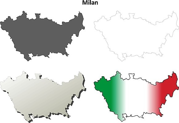 EPS 해외이미지 디자인 실루엣 여행 지도 일러스트 세트 3D 이탈리아 공백 경계선 윤곽 영토 지역 고립 밀라노 디테일 해외202004 해외일러스트 유럽 선 촬영기법 디지털합성 경계 파일형식 벡터 이미지허브