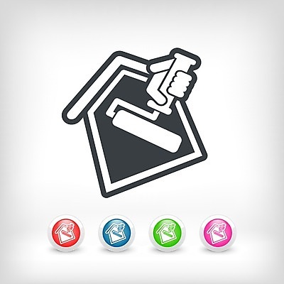 EPS 해외이미지 일러스트 회사 노동자 주택 건물 장식 컬러풀 페인트 붓 업무 심볼 그림 롤 롤러 페인트붓 화가 니스 해외202004 해외일러스트 직업 건축물 컬러 비즈니스 작업 파일형식 벡터 이미지허브