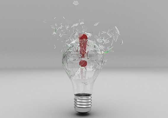 PSD 편집이미지 기호 상징 백그라운드 전구 상상 조명 아이디어 사람없음 컴퓨터그래픽 그래픽 3D소스 3D 손상 느낌표 파편 입체 오브젝트 백열등 유리조각 편집소스 편집3D 문자 컨셉 디지털합성 파일형식