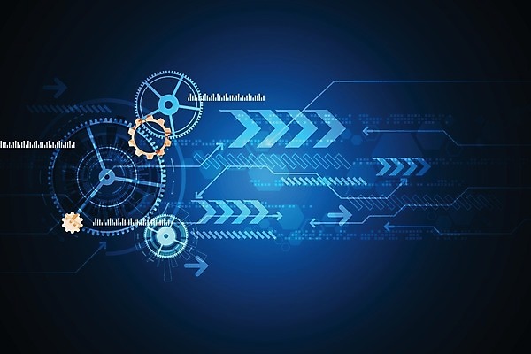 EPS 해외이미지 디자인 컨셉 일러스트 추상 미래 사람없음 그래픽 파란색 디지털 톱니바퀴 해외202004 해외일러스트 컬러 무늬 파일형식 벡터 이미지허브