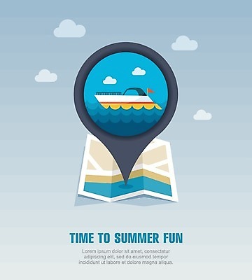 EPS 해외이미지 구름 파도 바다 여행 지도 일러스트 사람없음 여름 여름휴가 바캉스 보트 심볼 사인 해외202004 해외일러스트 자연요소 계절 배_교통 휴가 파일형식 벡터 여름_계절 이미지허브