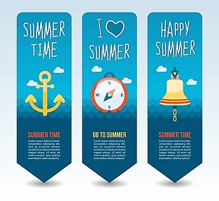 EPS 해외이미지 배너 세로배너 파도 일러스트 사람없음 여름 파란색 종 하트 나침반 닻 배너세트 해외202004 해외일러스트 모양 계절 바다 컬러 세로 세트 파일형식 벡터 이미지허브