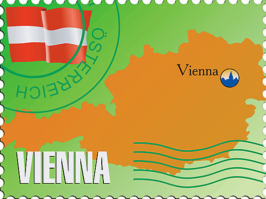 EPS 해외이미지 디자인 배너 종이 지도 인터넷 일러스트 추상 미술 깃발 메시지 비엔나 오스트리아 편지 우표 해외202004 해외일러스트 유럽 무늬 문화예술 파일형식 벡터 이미지허브