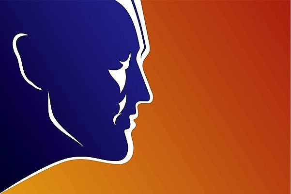 EPS 해외이미지 응시 남자 실루엣 백그라운드 일러스트 빨간색 파란색 머리 힘 윤곽 슈퍼히어로 해외202004 해외일러스트 시선 컬러 촬영기법 사람 신체부위 영웅 파일형식 벡터 이미지허브