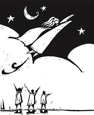 EPS 해외이미지 구름 일러스트 엄마 힘 작업 망토 영웅 목판화 해외202004 해외일러스트 자연요소 가족 파일형식 벡터 이미지허브