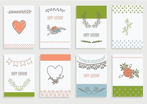 EPS 해외이미지 꽃 일러스트 사람없음 세트 축하 생일 엽서 가랜드 해외202004 해외일러스트 식물 기념일 컨셉 편지 파티용품 파일형식 벡터 이미지허브