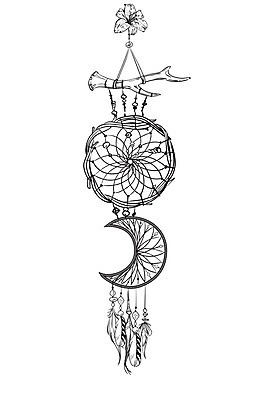 EPS 해외이미지 전통 꽃 일러스트 사람없음 장식 꿈 달 구슬 깃털 부적 드림캐쳐 해외202004 해외일러스트 자연요소 식물 파일형식 벡터 이미지허브