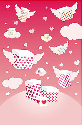 EPS 해외이미지 구름 분홍색 일러스트 하늘 발렌타인데이 선물 사람없음 하트 땅 해외202004 해외일러스트 자연요소 모양 컬러 데이이벤트 파일형식 벡터 이미지허브