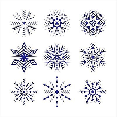 EPS 해외이미지 디자인 겨울 일러스트 눈꽃 사람없음 파란색 세트 눈송이 심볼 해외202004 해외일러스트 계절 컬러 눈_날씨 파일형식 벡터 이미지허브