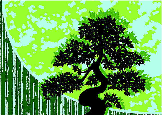 EPS 해외이미지 나무 구름 계절 일러스트 자연 하늘 장식 초록색 여름 봄 그늘 생태학 해외202004 해외일러스트 자연요소 식물 교육 컬러 생태계 파일형식 벡터 이미지허브