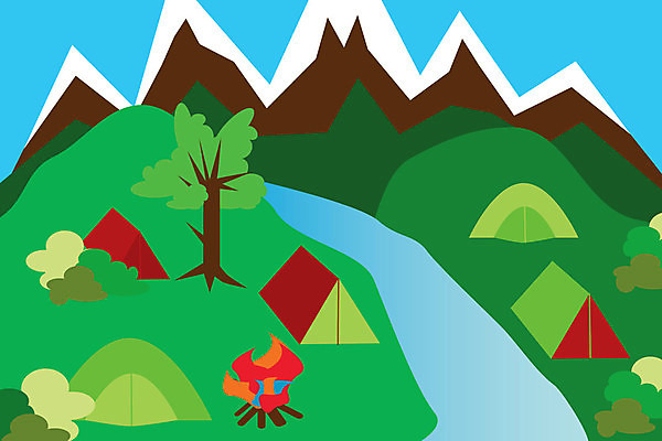 EPS 해외이미지 나무 계절 공원 여행 일러스트 자연 휴가 산 텐트 풍경 야외 빨간색 초록색 파란색 강 트래킹 캠핑 정상 모닥불 벽난로 절정 해외202004 해외일러스트 식물 공공시설 컬러 불 레저 캠핑도구 생태계 파일형식 벡터 이미지허브