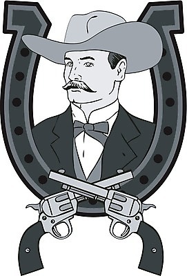 EPS 해외이미지 일러스트 그래픽 총 카우보이 복고 카우보이모자 편자 해외202004 해외일러스트 모자_잡화 무기 말발굽 파일형식 벡터 이미지허브